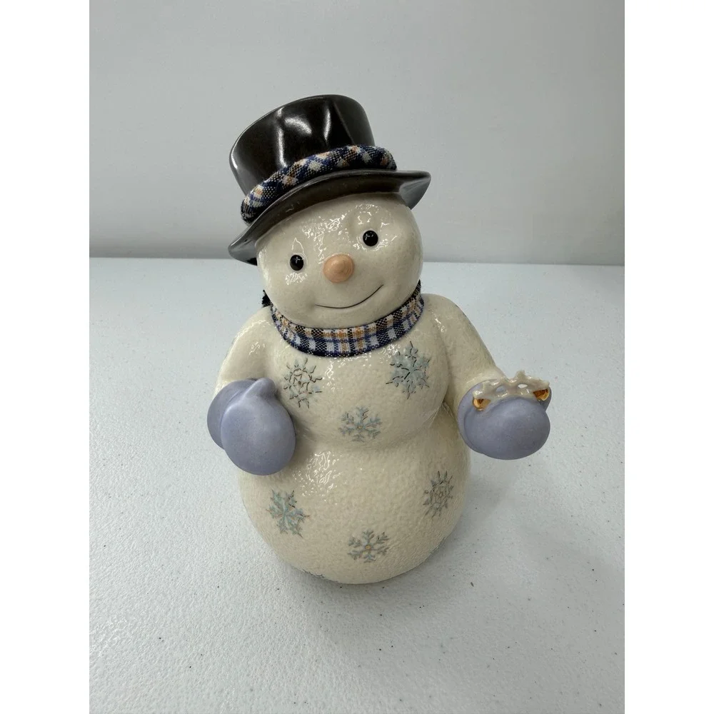 Lenox Lady Snowflake & Jolly Gent Snowman Figurine Set Porcelain Holiday Decor